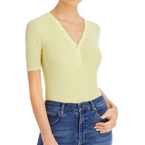 ATM ANTHONY THOMAS MELILLO STRETCH MODAL HENLEY BODYSUIT IN BANANA